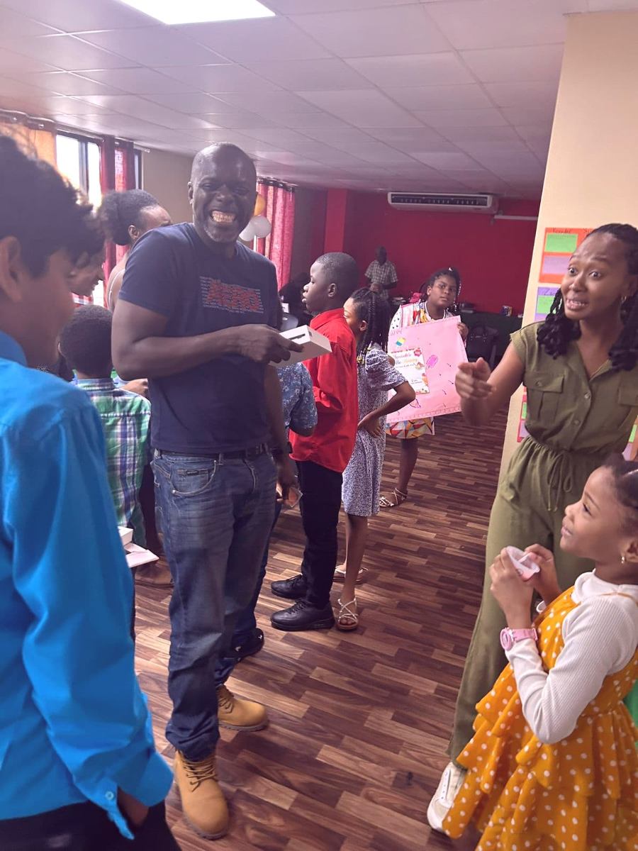 Celebrating with campers at the closing ceremony
