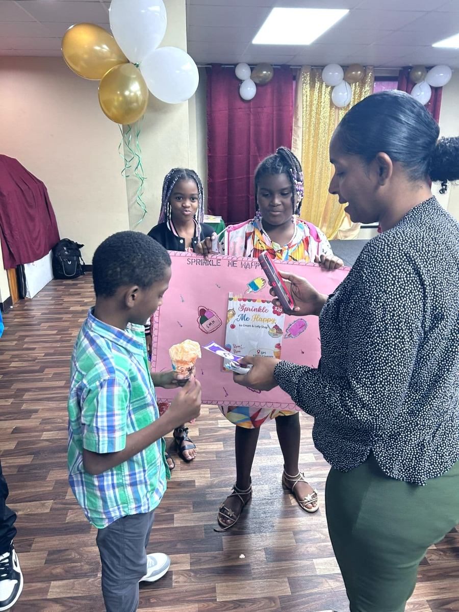 Young entrepreneurs pitching their ice cream shop business